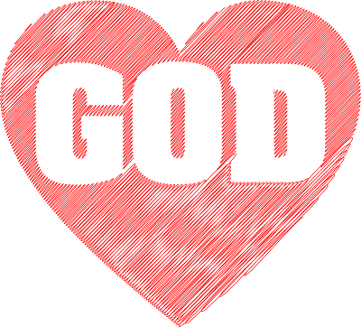 god heart scribble typography