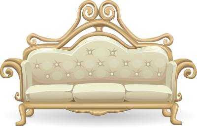 GlitchSimplifiedWhiteAndGoldSofa