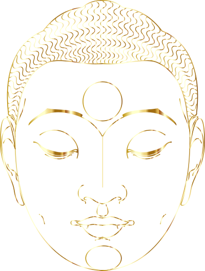 buddha face line art with hair gold no silhouette