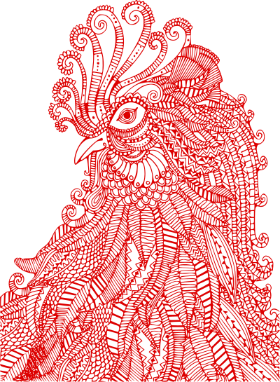 rooster head mandala