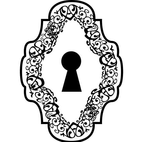 keyhole in an ornamented vertical symmetrical shape