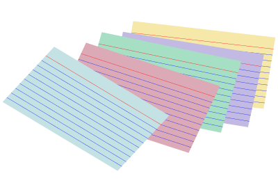 stack of colored index cards