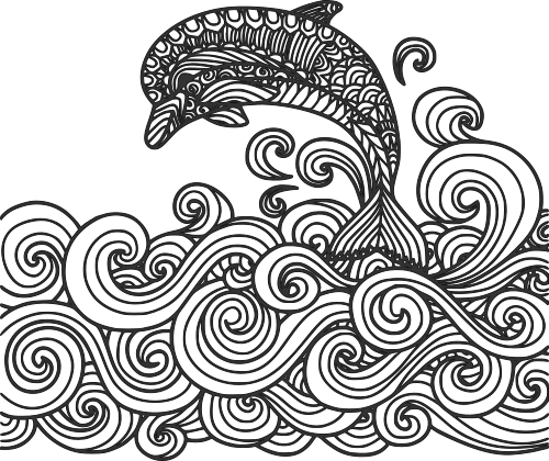 dolphin on wave mandala