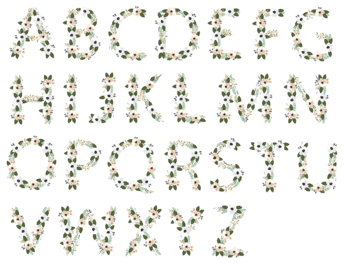 Flower alphabets letters vectors 06
