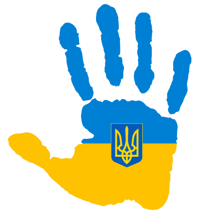 ukraine flag hand coat of arms