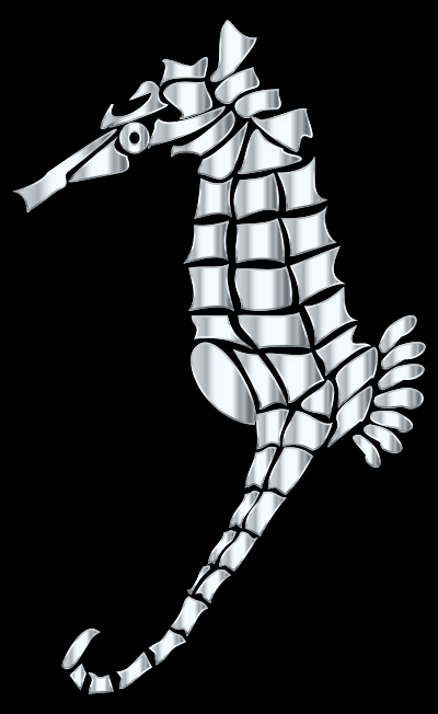 Silver Stylized Seahorse Silhouette