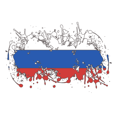 russian national flag ink splatter blackoutline