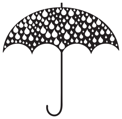 Rain Drops Umbrella Silhouette