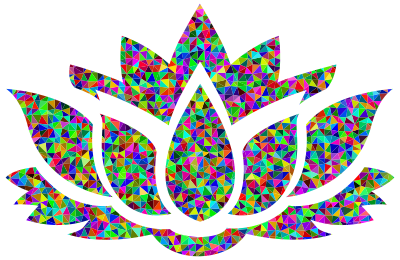 Low Poly Prismatic Lotus Flower Silhouette