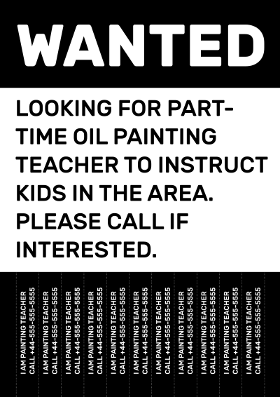 wanted painting teacher poster 555 outlines