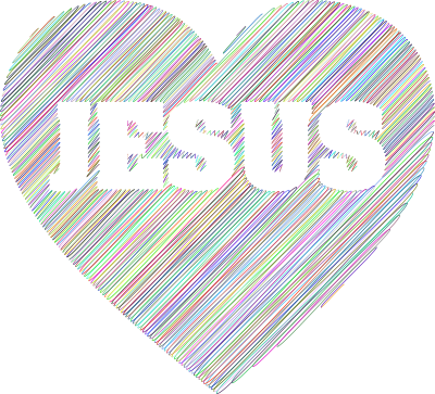 jesus heart scribble typography colorful