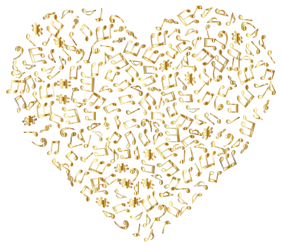 Gold Musical Heart 4 No Background