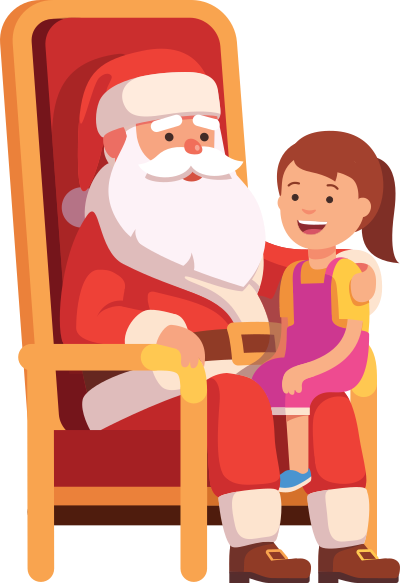 little girl sitting on santas lap
