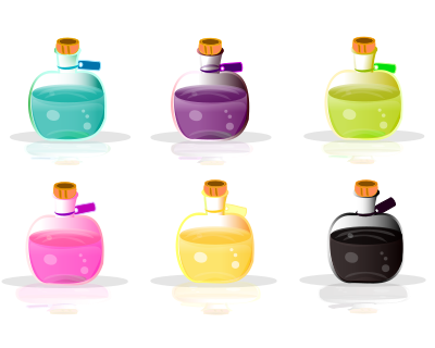 simple potion bottles with tags