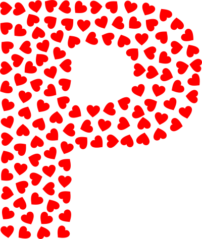 valentine hearts alphabet font p