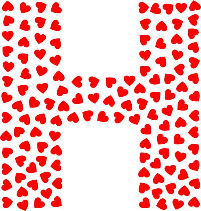 valentine hearts alphabet font h