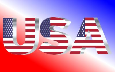 USA Flag Typography Silver