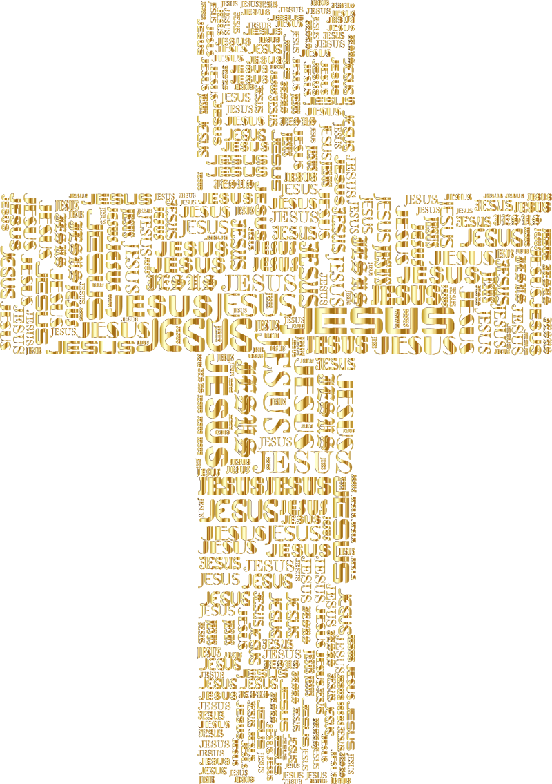 jesus cross typography gold