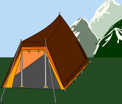 bigger tent with mountains