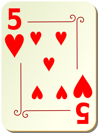 Ornamental deck 5 of hearts