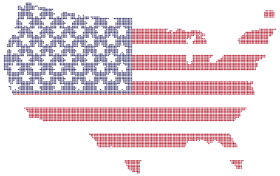 America Flag Map Dots