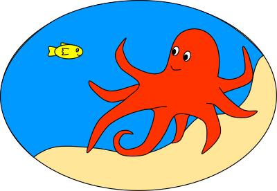 an orange octopus with fish