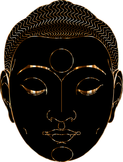 buddha face line art with hair gold 2
