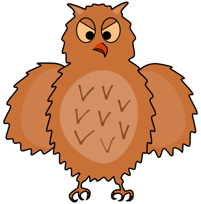 nraged owl   front view spread wings
