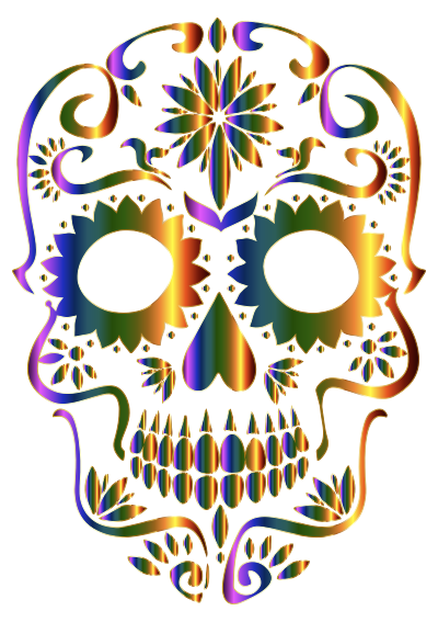 Chromatic Sugar Skull Silhouette No Background