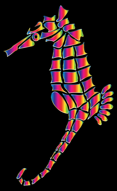 Spectral Stylized Seahorse Silhouette
