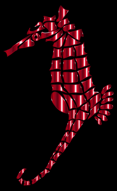 Vermillion Stylized Seahorse Silhouette