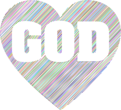 god heart scribble typography colorful