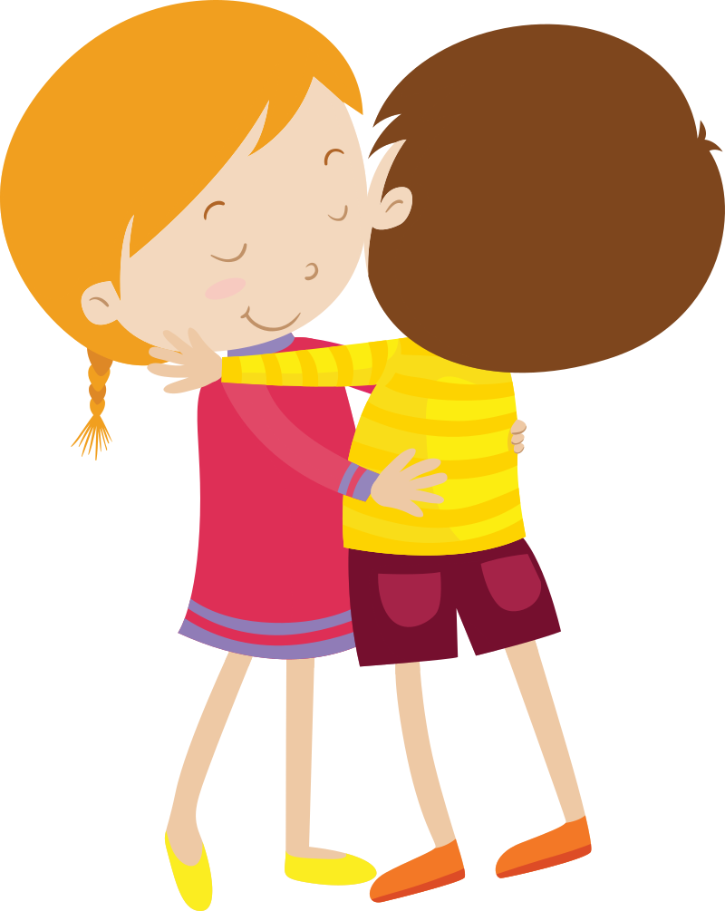 girl and boy hugging