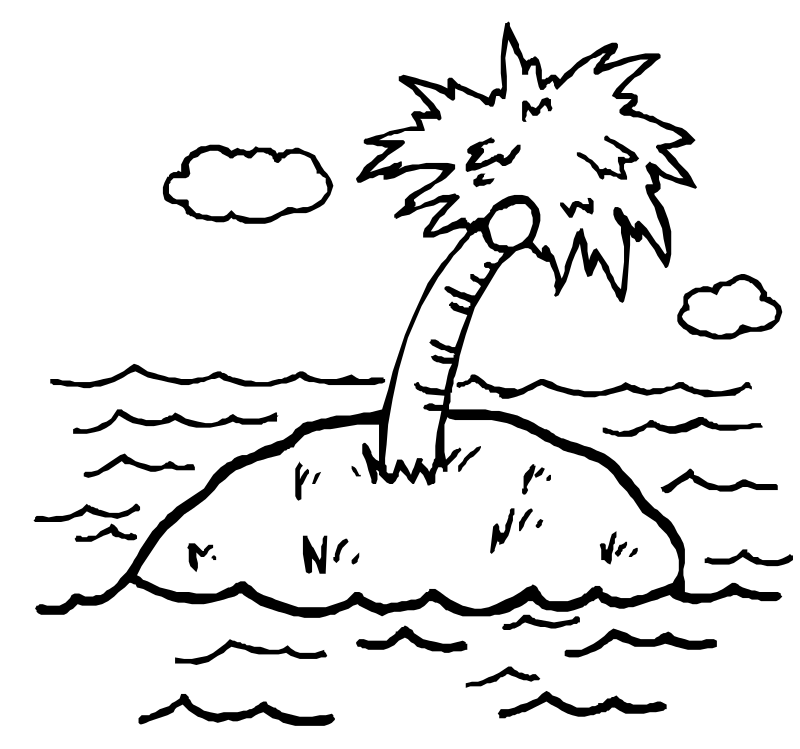 desert island black and white